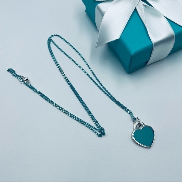 Tiffany & Co Blue Enamel Heart Tag 30” Sparkle Chain PACKAGING - Picture 8 of 11